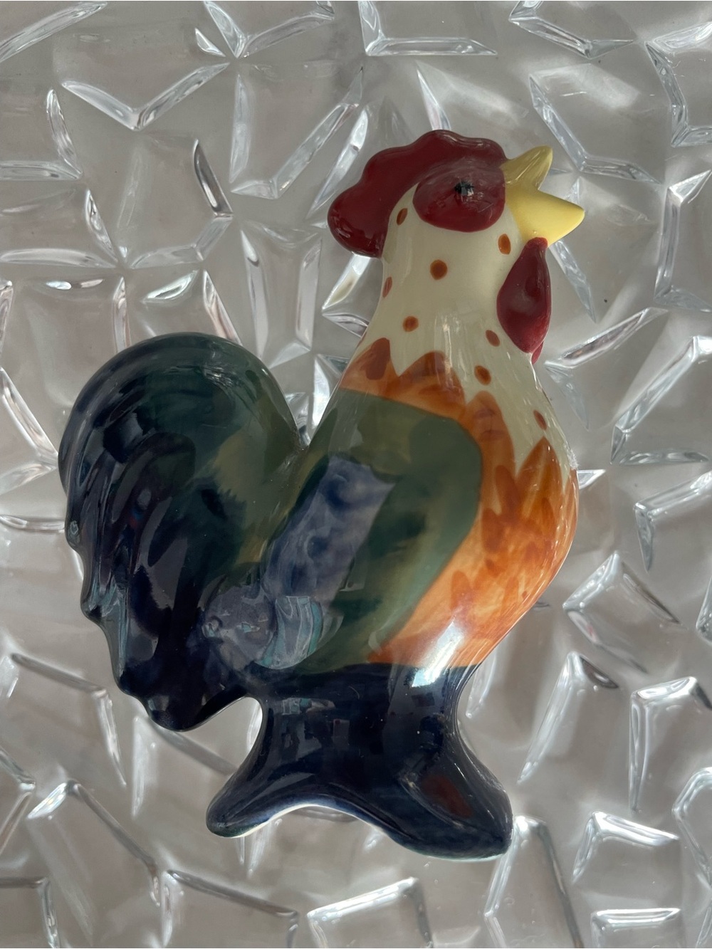 Vintage Pfaltzgraff Rooster Figurine| Colorful Ceramic Farmhouse Chicken